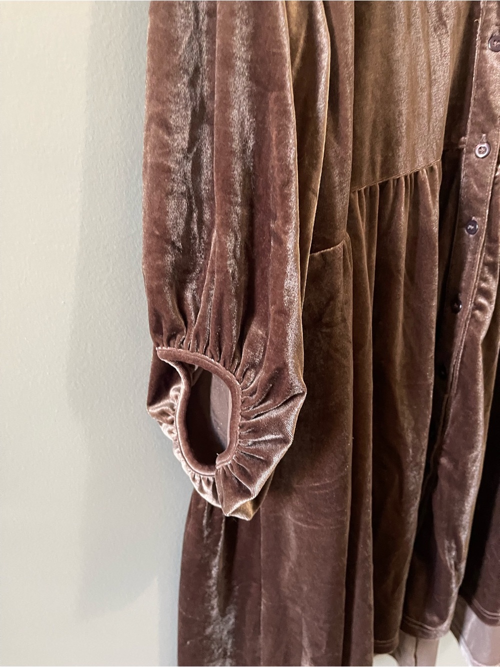 Umgee Dusty Mauve Velvet Button-Front Mini Dress XL - Picture 4 of 7